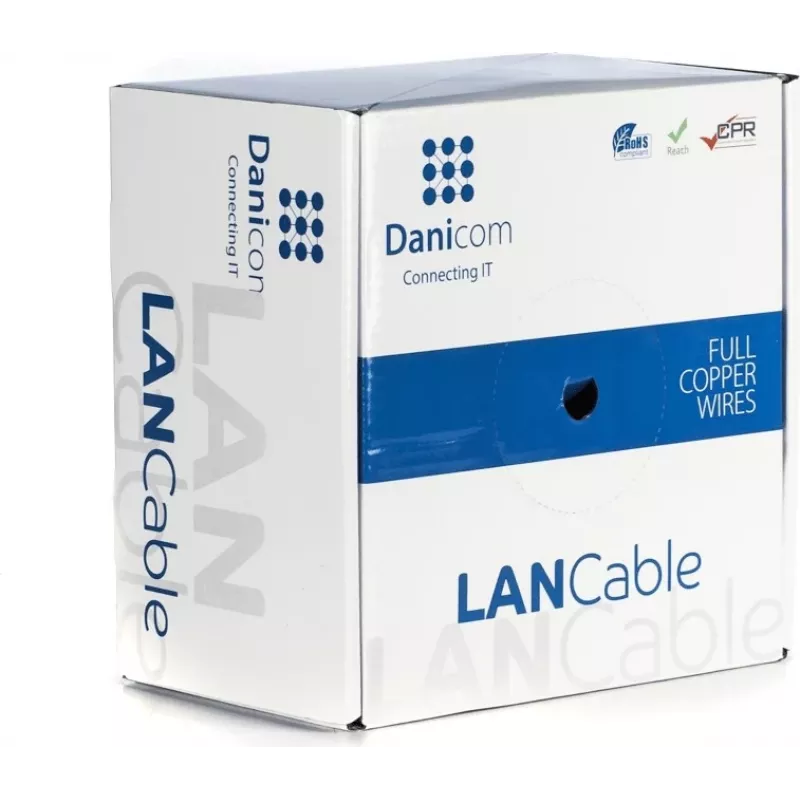 DSIT DANICOM DC-UTP6A-100S-DCA CAT6A U/UTP -kiinteäjohtiminen kaapeli, 100 m, LSZH (Dca)