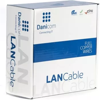 DSIT DANICOM CAT6 FTP 100 m asennuskaapeli, kuparinen massiivijohdin - LSZH (Dca) - DC-FTP6-100S-DCA