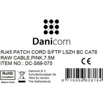 DSIT CAT 6 verkkokaapeli LSOH - S/FTP - 7,5 m - pinkki