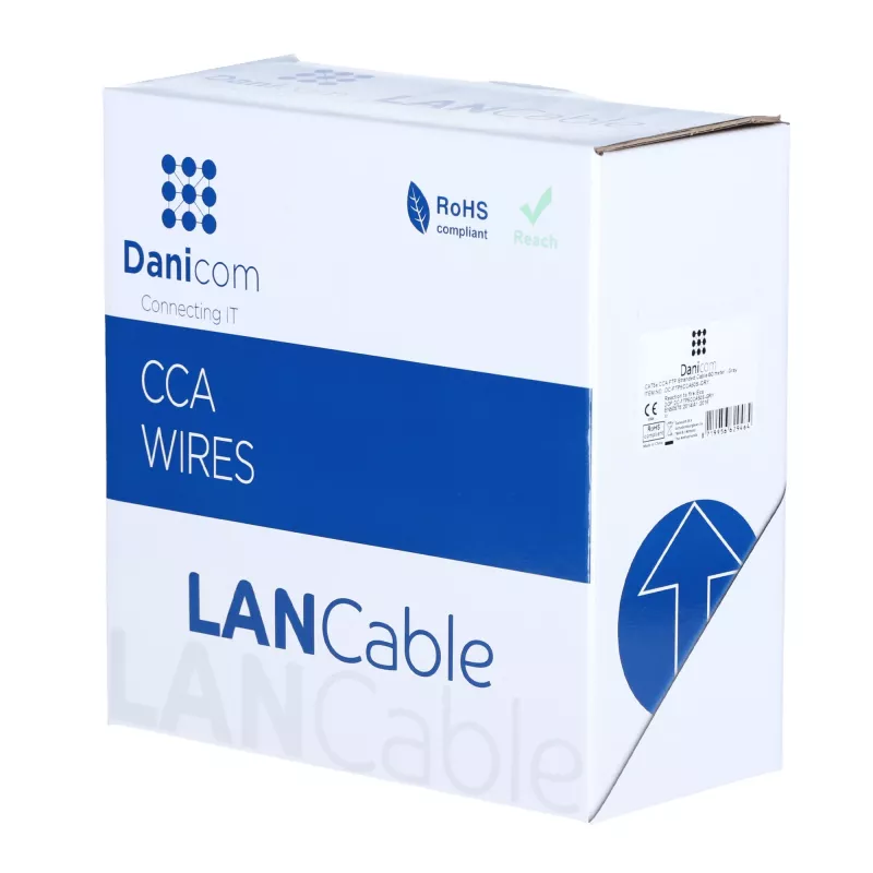DSIT CAT5e F/UTP 50 m rulla Solid Core CCA verkkokaapeli harmaa (DC-FTP5CCA50S-GRY)