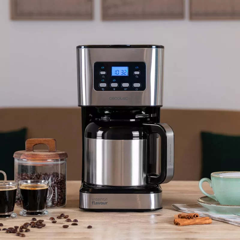 Cecotec Coffee 66 Drop & Thermo Time suodatinkahvinkeitin, 1,2 l termoskannu, 950 W, ruostumaton teräs/musta