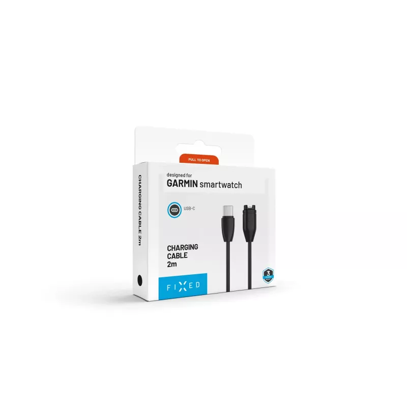 FIXED USB-C Garmin-latauskaapeli 2m musta - Forerunner Fenix Venu Vivoactive Instinct