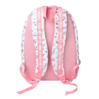 KIDS Wow Holo holografinen tyttöjen koulureppu iso A4 pinkki tupsulla - Wow00022