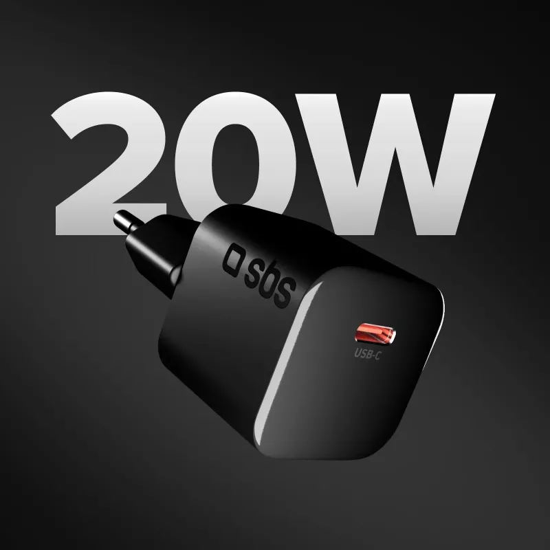 SBS 20W USB-C PD seinälaturi musta