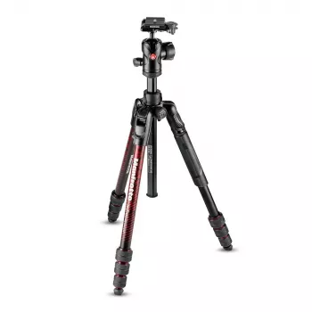 Manfrotto MKBFRTA4RD-BH Befree 4-osainen alumiininen matkastatiivi kuulapäällä, punainen