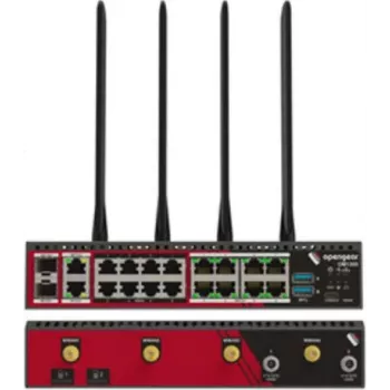Opengear OM1304-4E 4-porttinen RS232-sarjamoduuli 4-porttisella gigabitin Ethernet-kytkimellä, ohjelmistovalittainen X1/X2-nastajärjestys