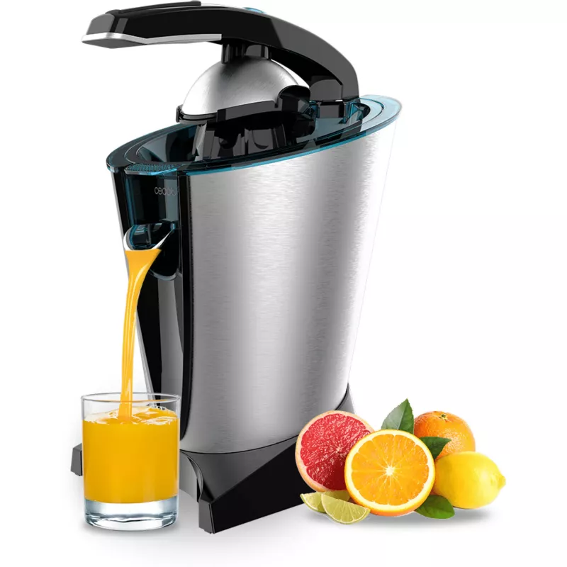 Cecotec Essential Vita Hyden 600 Steel sähköinen sitruspuristin – ruostumaton teräs/musta, 600 W