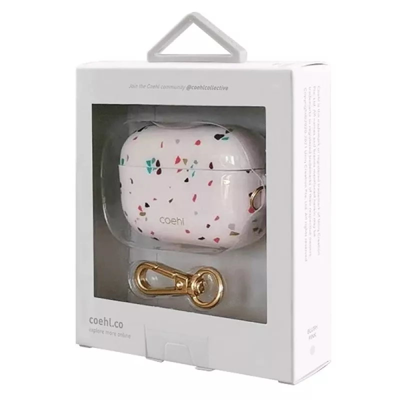UNIQ Coehl Terrazzo -kotelo Apple AirPods Pro -kuulokkeille – blush pink