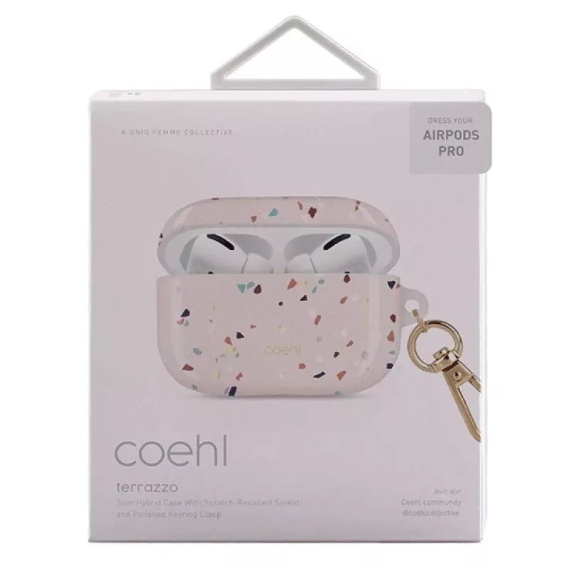 UNIQ Coehl Terrazzo -kotelo Apple AirPods Pro -kuulokkeille – blush pink
