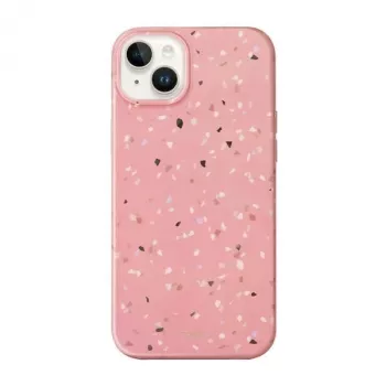 UNIQ Coehl Terrazzo -kotelo iPhone 14 Plus / 15 Plus -puhelimelle, korallinpunainen