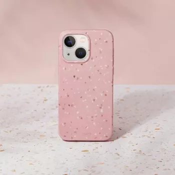 UNIQ Coehl Terrazzo -kotelo iPhone 14 Plus / 15 Plus -puhelimelle, korallinpunainen