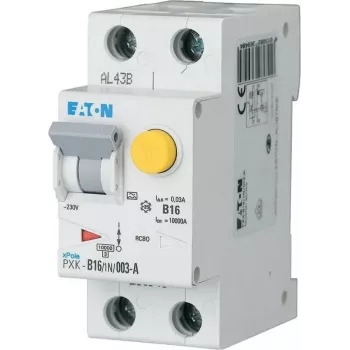 Eaton PXK-B16/1N/003-F RCBO-yhdistelmäkatkaisija, B16 1P+N 30mA tyyppi A, 230V, 6kA, 2TE