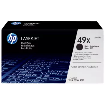 HP 49X High Yield musta värikasettien tuplapakkaus (Q5949XD)