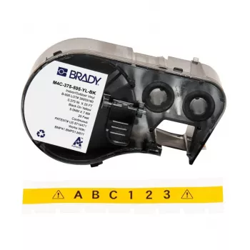 Brady M4C-375-595-YL-BK itselaminoituva vinyylitarra BMP41/BMP51/BMP53/M511 -tulostimiin, valkoinen/läpinäkyvä, 25,4 mm x 50,8 mm, 6,4 m rulla