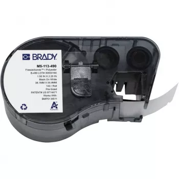 BRADY M5-113-490 FreezerBondz II polyesteritarrat BMP51/BMP53/M511, valkoinen, 38,1 mm x 25,4 mm, 250 tarraa
