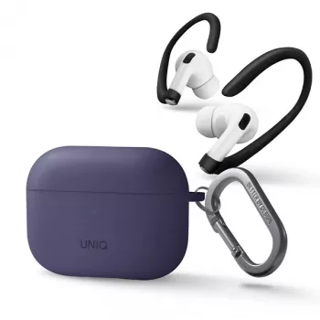 UNIQ Nexo -silikonikotelo korvakoukuilla Apple AirPods Pro 2. sukupolven kuulokkeille (2022/2023) - viikunanvioletti