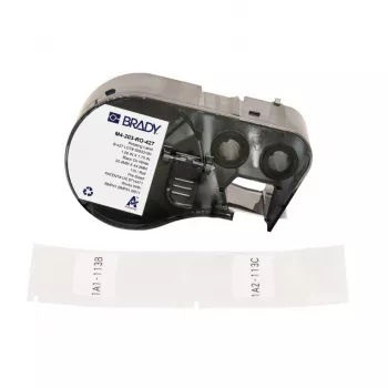 BRADY pyörivä itselaminoituva tarrakasetti DYMO XTL:lle – 24mm x 4m, musta valkoisella/kirkkaalla, teollisuuspolyesteri