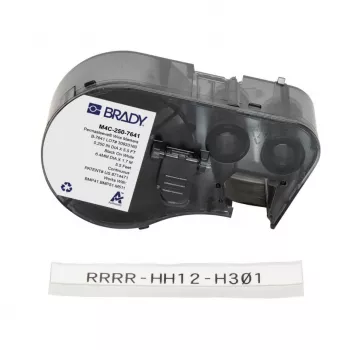 Brady M4C-250-7641 itselaminoituvat vinyylikaapelimerkit BMP51/BMP53, 38,1 mm x 19,05 mm, valkoinen/läpinäkyvä, 6,4 m rulla