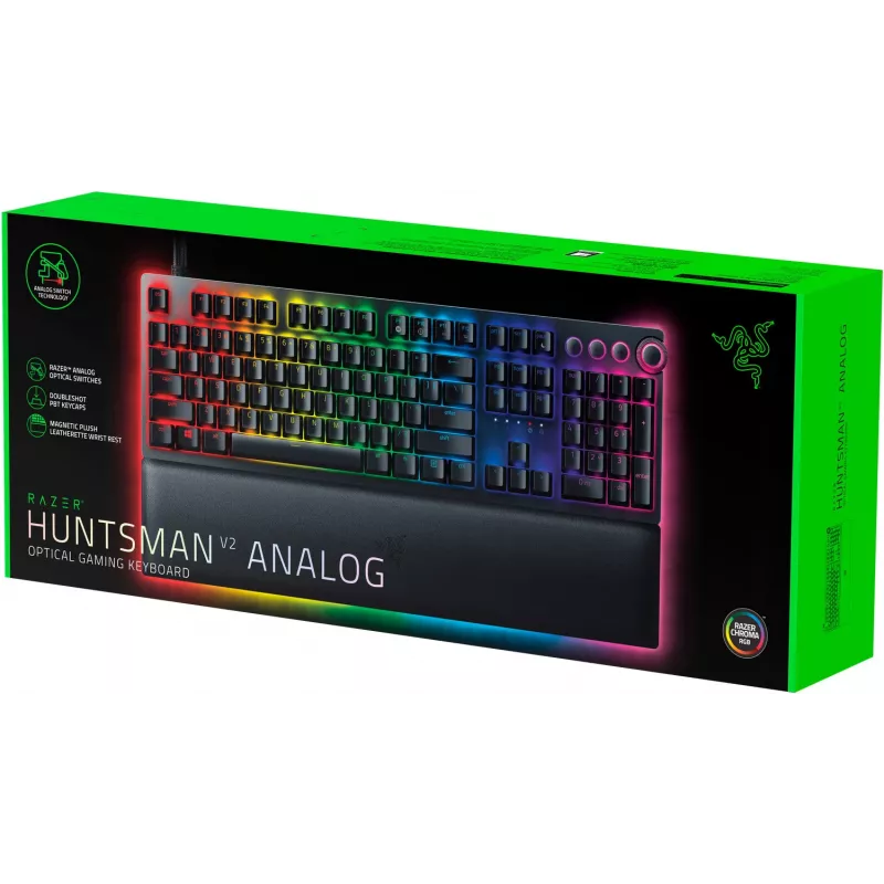Razer Huntsman V2 langallinen pelinäppäimistö, Analog Optical -kytkimet, US-asettelu, RGB, musta (RZ03-03610100-R3M1)