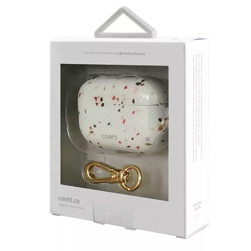 UNIQ Coehl Terrazzo -kuori Apple AirPods Pro -luureille - luonnonvalkoinen