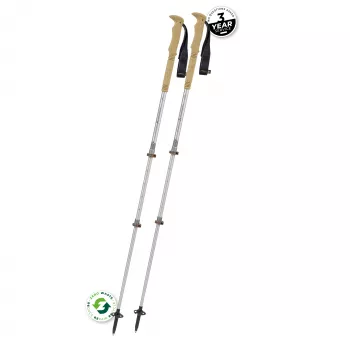 Komperdell Explorer Zero Cork teleskooppiset vaellussauvat, 3-osainen alumiini 7075-T6, Powerlock 3.0, korkkikahva, Vario-levyt