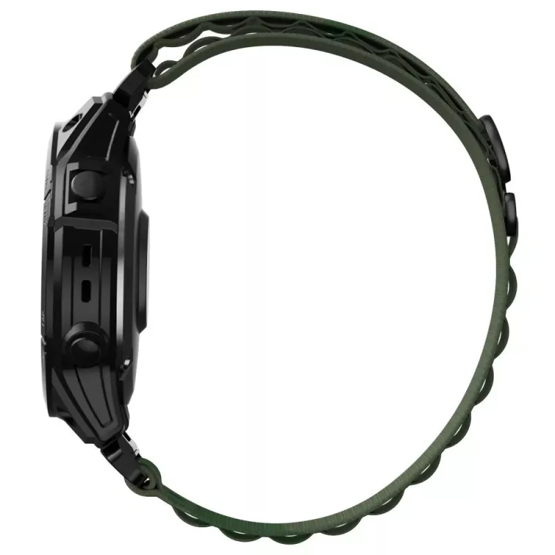 TECH-PROTECT NYLON PRO -ranneke Garmin Fenix 5 / 6 / 6 Pro / 7 -kellolle, 22 mm QuickFit, armeijanvihreä