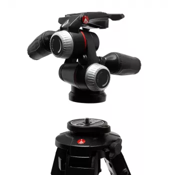 Manfrotto MHXPRO-3WX 3-suuntainen panoraamapää sisäänpainuvilla kahvoilla, alumiini, 8 kg kantokyky, pika-kiinnityslevy 200PL-14, musta