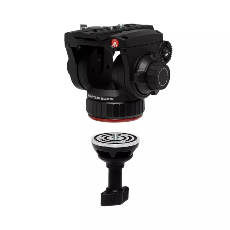 Manfrotto 520BALLSHX 75 mm puolipallo lyhyellä kahvalla jalustan tasaukseen