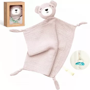 Momcozy puuvillainen halipupu pehmolelu vauvoille, pinkki