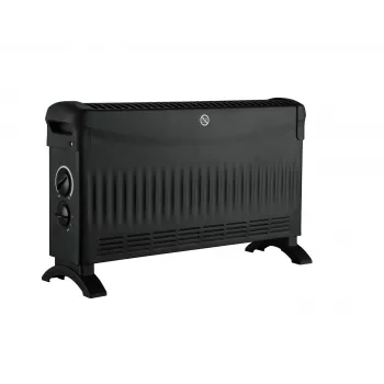 VOLTENO BASIC konvektorilämmitin 2000W, 3 tehotasoa 750W/1250W/2000W, säädettävä termostaatti, ylikuumenemissuoja, kaatumissuoja, vapaasti seisova, musta