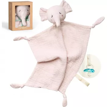 Momcozy puuvillainen pehmolelu elefantti vauvoille, vaaleanpunainen