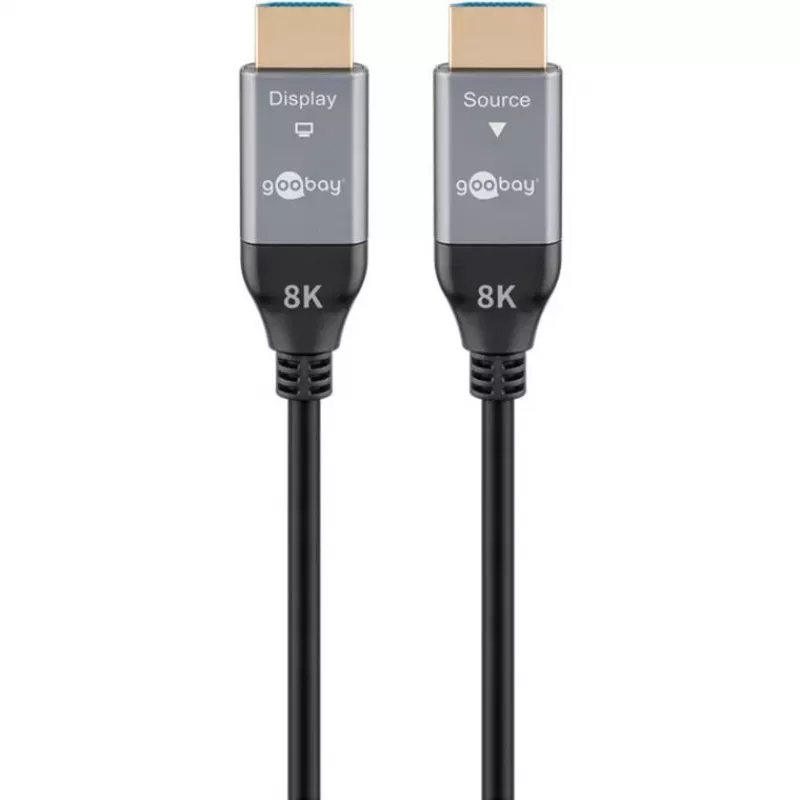 GOOBAY Optical Hybrid Ultra High-Speed HDMI-kaapeli (AOC) 8K / 60Hz - 20m, 48 Gbit/s, musta/harmaa