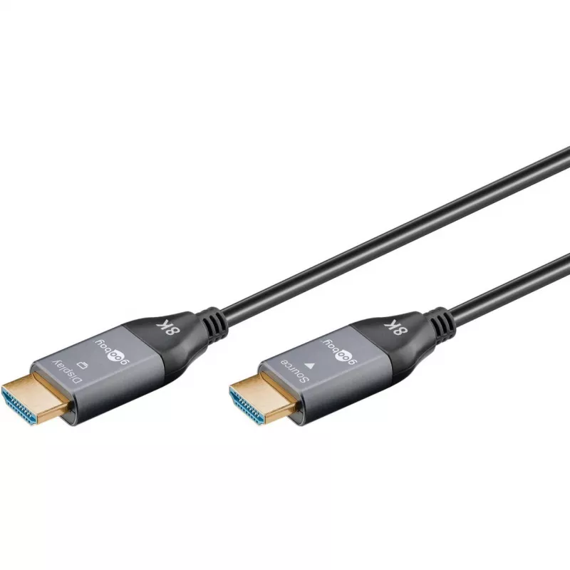 GOOBAY Optical Hybrid Ultra High-Speed HDMI-kaapeli (AOC) 8K / 60Hz - 20m, 48 Gbit/s, musta/harmaa