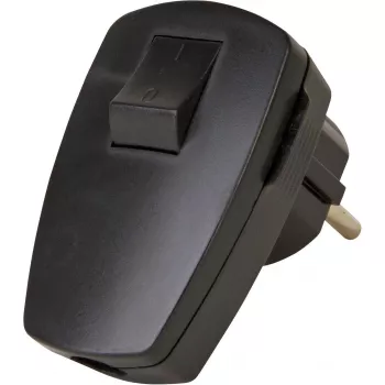 Kopp muovinen turvapistoke keinukytkimellä, musta, 16 A, 250 V, 3 x 1,5 mm²