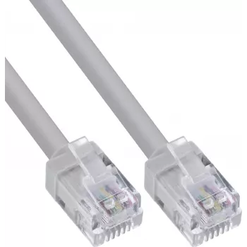 InLine® modulaarinen pyöreä kaapeli RJ12, pistoke-pistoke, 6-johdin, 6P6C, 5m, harmaa
