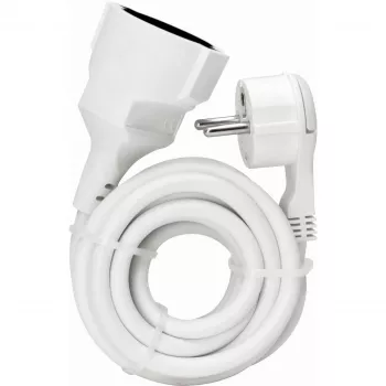KOPP ELEKTROTECHNIK jatkojohto ultralitteällä kulmapistokkeella, Schuko-Schuko, valkoinen, 3 m