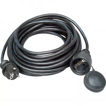 Kopp kumikaapeli turvajatkojohto, suojakosketinpistoke/liitin, 10 m, H05RR-F 3G1.5, IP44, musta (147310042)