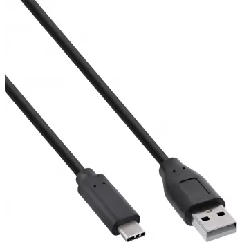 InLine® USB 2.0-kaapeli, USB-C-A-pistoke, musta, 2m, 80 kpl:n pakkaus (Bulk)