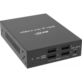 InLine® USB 2.0 Host/Device -jatko IP:n yli, yksittäislaite, RJ45 / SFP