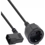 InLine® virtakaapeli-adapteri, IEC C14 kierteellä suojakosketinpistorasiaan, 3 m, musta