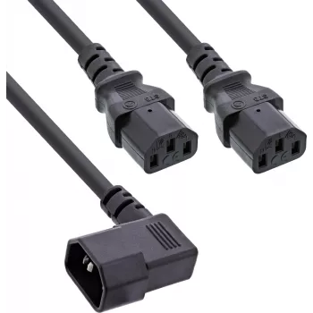 InLine® virtalähde-Y-kaapeli, kylmälaite, 1x IEC-C14 kulma 2x IEC-C13, 1,8 m