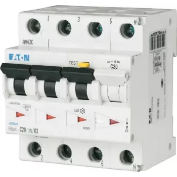 Eaton FRBM4-C32/3N/003-A RCBO, 4-napainen (3P+N), 32 A, 30 mA, tyyppi A, C-käyrä, 6 kA