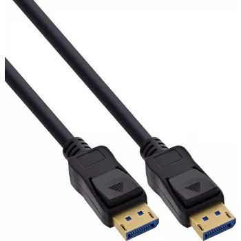 InLine® DisplayPort 2.1 kaapeli UHBR20 80 Gb/s, musta, kullatut kontaktit, 0,5 m
