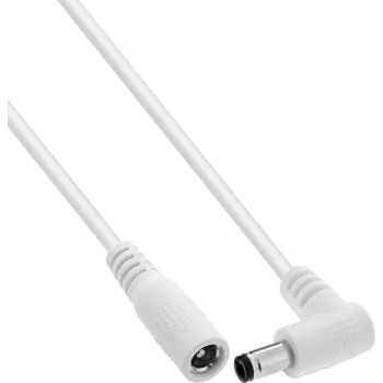 InLine® DC-jatkokaapeli, kulmapistoke, 5,5 x 2,1 mm, valkoinen, 3 m