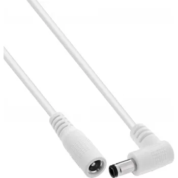 InLine® DC-jatkokaapeli, kulmapistoke, 5,5 x 2,5 mm, valkoinen, 1 m
