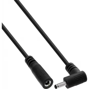 InLine® DC-jatkokaapeli, kulmapistoke, 3,5 x 1,35 mm, musta, 2 m
