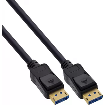 InLine® DisplayPort 2.1 -kaapeli UHBR20 80 Gb/s, musta, kullatut kontaktit, 1 m