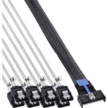 INLINE MCIO x8 haaroituskaapeli 8x SATA, 0,5 m