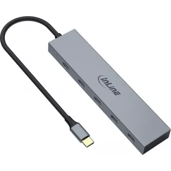 InLine USB-C-keskitin, 4x USB-C + Power Delivery 100 W, USB 3.2 Gen 2, harmaa