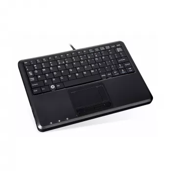 Perixx PERIBOARD-510 H PLUS UK Mini-USB-näppäimistö kosketuslevyllä ja 2-porttisella USB-keskittimellä, musta
